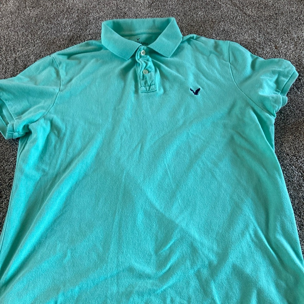 American Eagle Polo Shirt Men’s Athletic Fit Size XL Lime Green Cotton Pique
